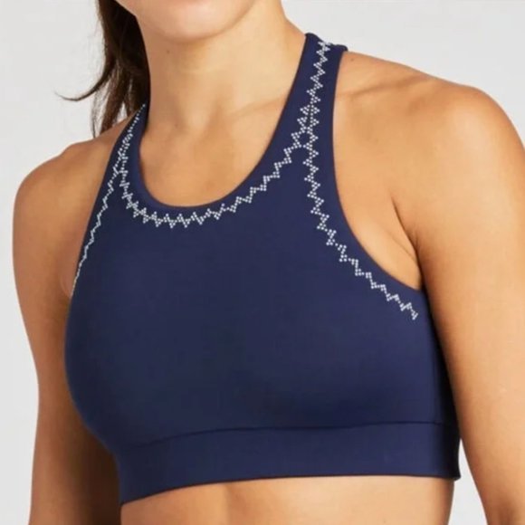Beach Riot Sport Chevron Stud Detail Navy Blue Sports Bra‎ - Picture 1 of 5